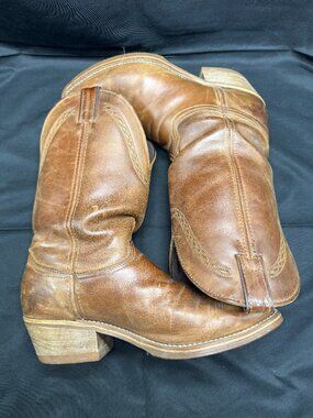 Vintage Women's Brown Leather Western Cowgirl Boots Size 10